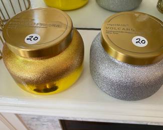 T158 - $20 each - brand new candles Capri Blue "Frosted Fireside" & "Volcano"