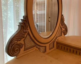 T156 - $125. Dressing Table. Measures 18" deep x 4' wide x 67" tall. 