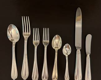 T1 -  $4500. Eugenio Stancampiano brand. Palermo Italy. Service for *12* (Weighs 4088 grams + Knives)