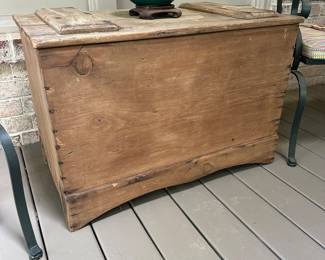 T25 - $125. Primitive chest with tin bottom and drain hole. 