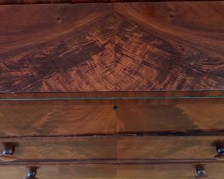 T11 - $375. Antique Secretary Desk / Bookcase. Measures 20" deep x 45.5" wide at the top x 71.75" tall. Moves in 2 pieces. Overall very good antique condition. 