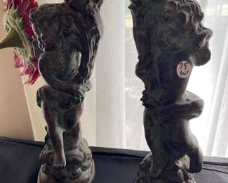 T159 - $75 Pair of Bronze Candle Holders