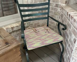 T23 - $2250. Domiziani Deruta '97. 51" Table top made from Volcanic Lava stone. 2 arm chairs - 4 side chairs. 
