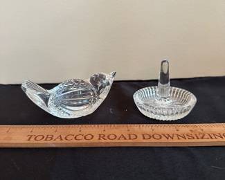 T112 - $15 Waterford Bird Paperweight. $5 Waterford Ring Dish. 