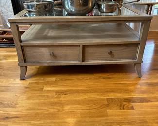T152 - $125. Glass Top Coffee Table with 2 drawers. 