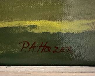 T182 - $150. Original Painting signed P A Holzer. Measures 18.5" x 23.5"