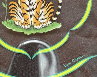 T150 - $10 each - 4 available. Lynn Chase Painted Tiger Plates. 