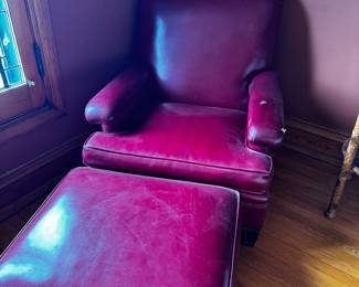 Naugahyde Armchair with Ottoman