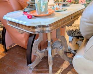 antique marble top end table 
