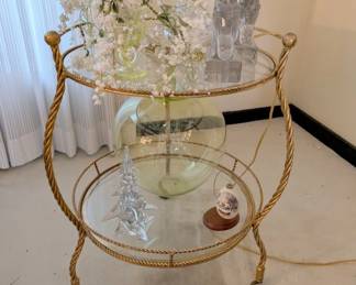 brass rope glass shelf table 