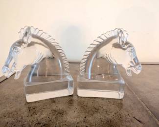 lion bookend glass 
