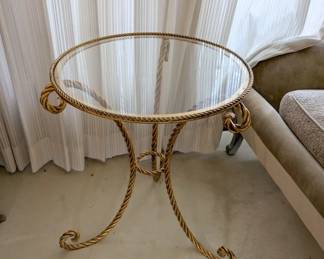 brass glass side table 