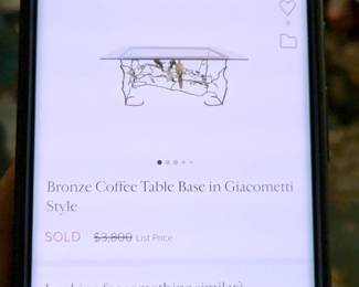 bronze coffee table base in giacometti stlye 