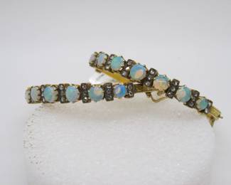 14k Opal and rose cut diamond bangles