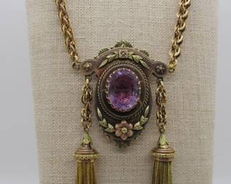 14k Amethyst tassel necklace