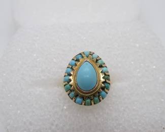 14k Pear shape Turquoise ring