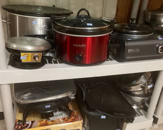 Skillets, griddle, crock pots of all sizes