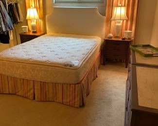 Queen Bed. White Fabric headboard $300.00