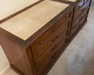 Queen Bedroom Set White Fabric headboard 2 night stands 2 chests  $650.00