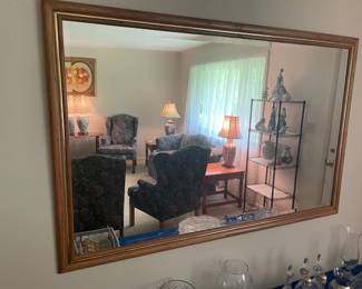 Large Wood framed mirror w gold trim 51.5"w 33.5"t          $75.00