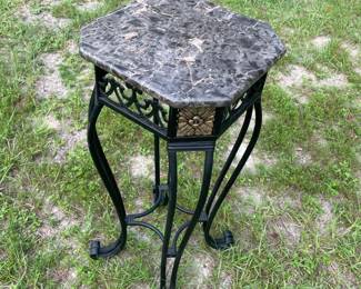 Metal Plant stand w Marble top  $75.00