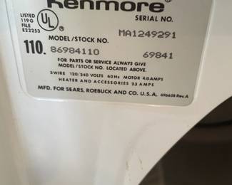 Kenmore Dryer Ultra Fabric Care (2)  $100.00             
2020 & 2021