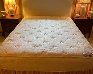 Queen Bed  White Fabric headboard $300.00