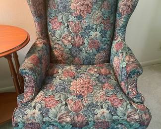 Rich Floral Loveset and Wingback Chairs.                                           Wingback chairs 27"w 29"d 42"t  $ 180.00 pair (2 pairs)