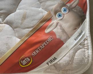 Queen size Serra bed with blue upholstered headboard $300.00