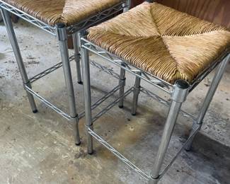 Woven Straw seat Bar Stools  $ 60.00 pair   14"x14" 24.5"t