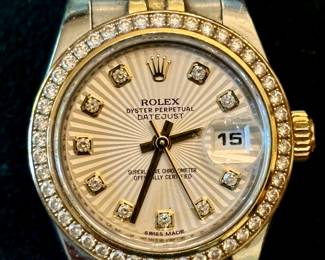 Rolex Watch - Lady Datejust 26mm 179383 Ivory Sunbeam, Diamond Bezel w/ All Original Paperwork