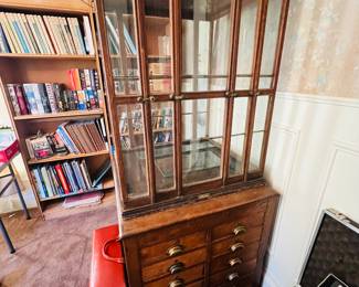 Antique cane & umbrella display case apothecary