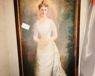 “Widowed Bride” 6ft tall oil in canvas. Her flowers and veil removed. Hauntingly changed but never finished.