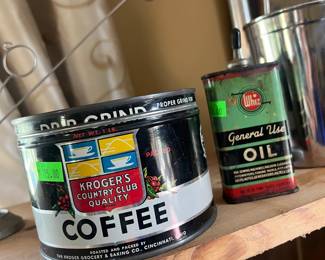 Vintage Coffee & oil cans