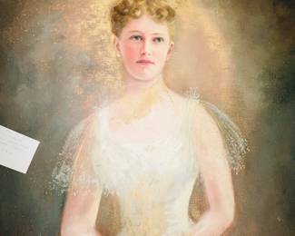 “Widowed Bride” 6ft tall oil in canvas. Her flowers and veil removed. Hauntingly changed but never finished.