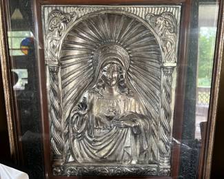 Framed Silvered Religious Wall Hanging