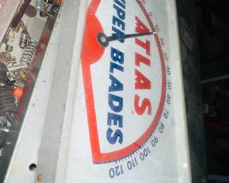 Atlas advertising wiper blades glass & metal thermometer