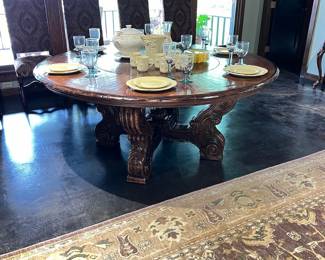 round dining table with lazy susan feature
