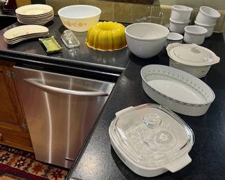 Mikasa "Margaux" bowls/side plates, Pyrex "Gold Butterfly" 10.5" bowl