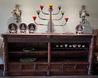 large carved wood credenza