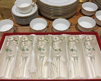NIB Piere Jouet champagne glasses, Heinrich china set