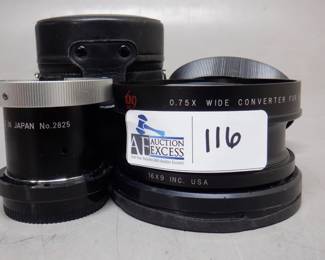 LOT OF 2 CANON LENSES INCLUDING CANON EXTENDER X2.0/G2 2825, CANON 16X9 0.75X WIDE CONVERTER FOR HD MODEL HD75X-EXII