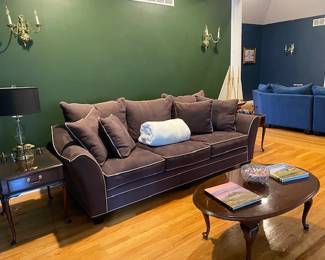 Ethan Allen End Tables, Raymour & Flanigan Microfiber Sofa, Lamp, Sail Boat 