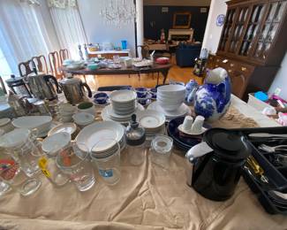 Antique China, flatware, coffee makers…