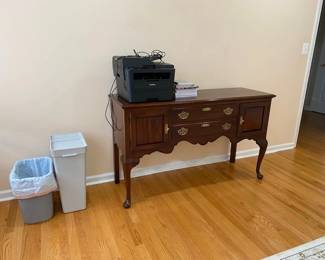 Ethan Allen Credenza, Trash Cans, Printer 