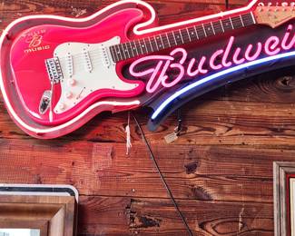 Budweiser Neon light with working electric Guitar