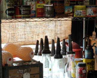oil cans and jars