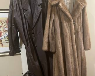 Leather coat, fir coat