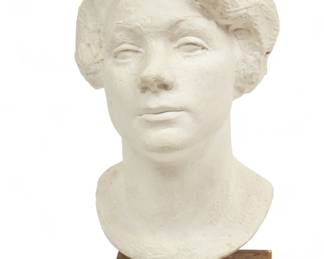 Lot 1019
Per Palle Storm (Norwegian, 1910-1994) Plaster Sculpture, 1933, "Untitled (Female Head)", H 14" W 8.75" Depth 9.5"

