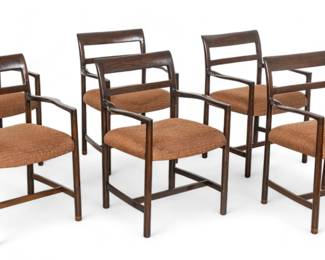 Lot 1026
Style of Harvey Probber (American, 1922-2003) Ashwood Arm Chairs, Ca. 1970, H 34" W 24" Depth 19" 6 pcs